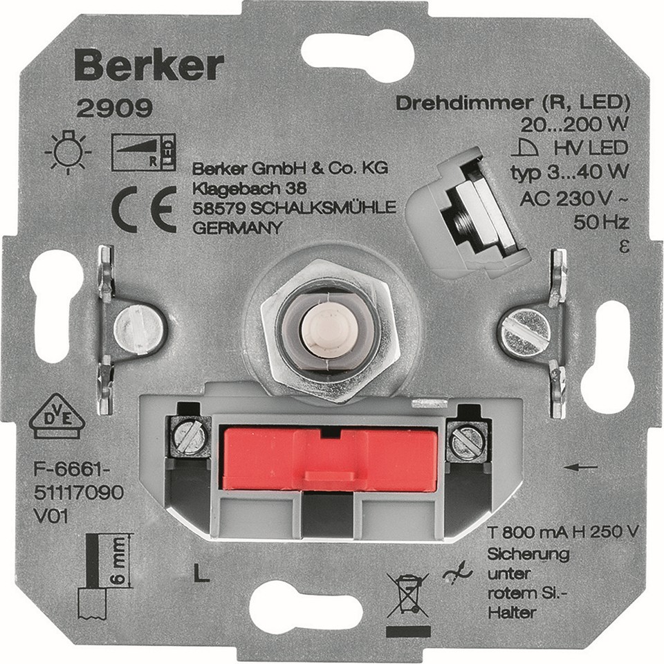 Hager Berker 2909 Vriddimmerinsats 3-40W LED