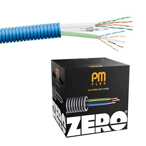 PM Flex Zero Box 20/2xUTP6 + RG6T Blå 50m