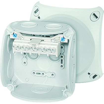 Hellermann Tyton Kopplingsdosa med plint 104x104x70mm Grå