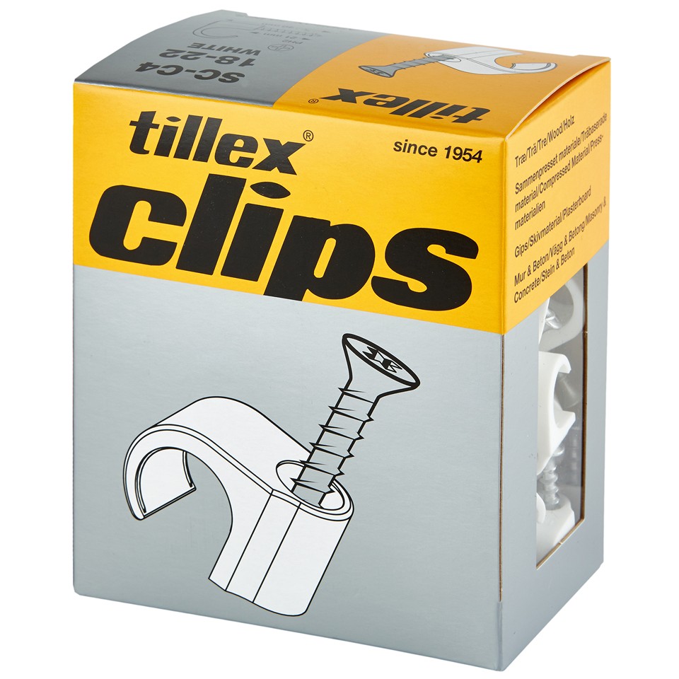 Tillex Skruvclips T20 22-26 Vit 50-pack (skruv 5x40mm)