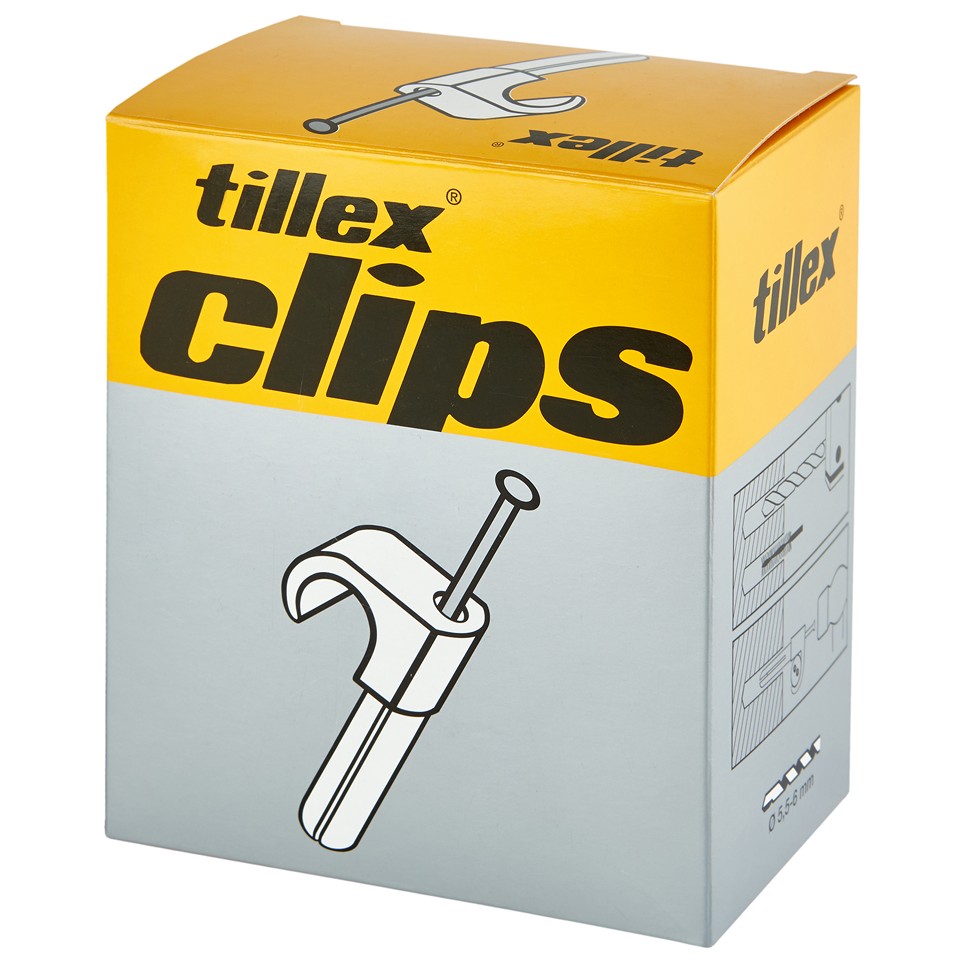 Tillex Pluggclips 10-14mm kabel (spiklängd 35mm) Vit (100/pa