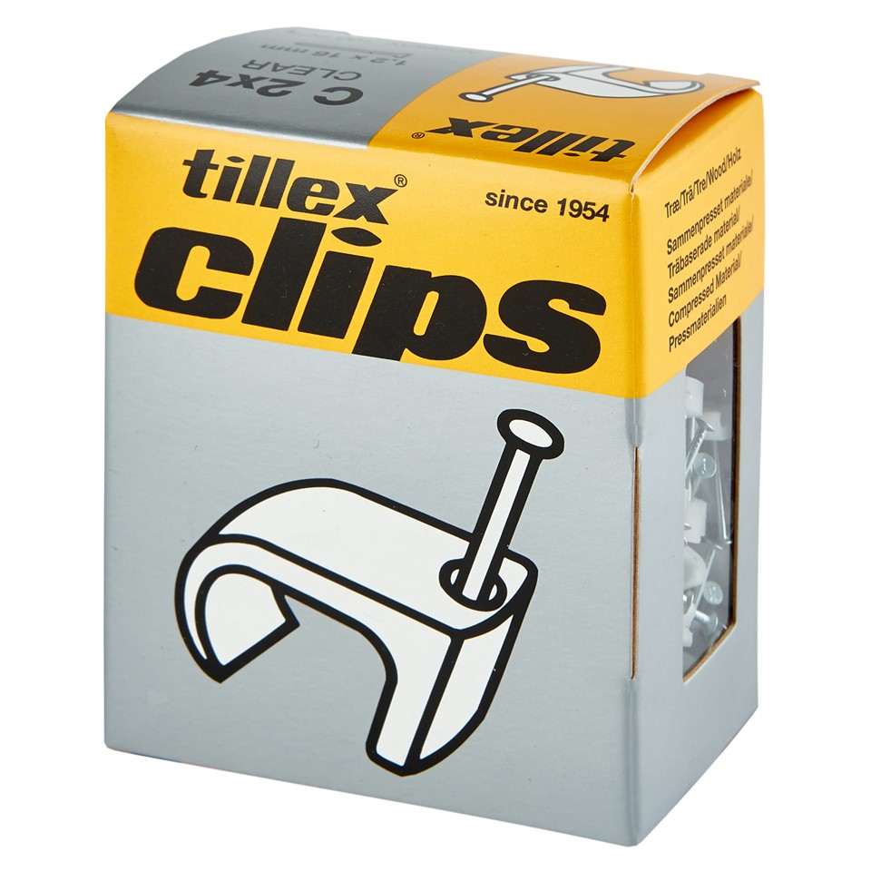 Tillex Clips 2x4mm kabel (spiklängd 16mm) natur (100/pak)
