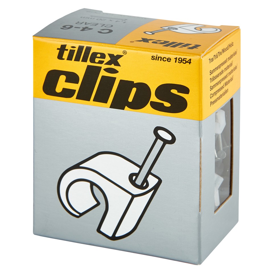 Tillex Clips 4-6mm kabel (spiklängd 20mm) natur (100/pak)