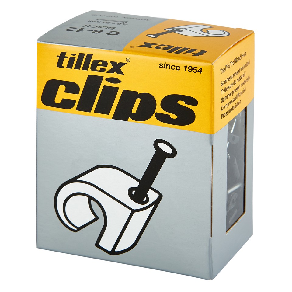 Tillex Clips 8-12mm kabel (spiklängd 35mm) svart 100/pak
