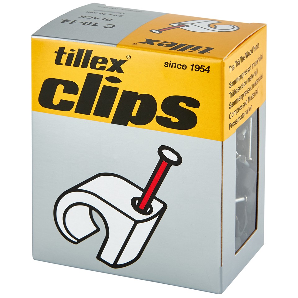 Tillex Clips 10-12mm kabel (spiklängd 35mm) svart 100/pak