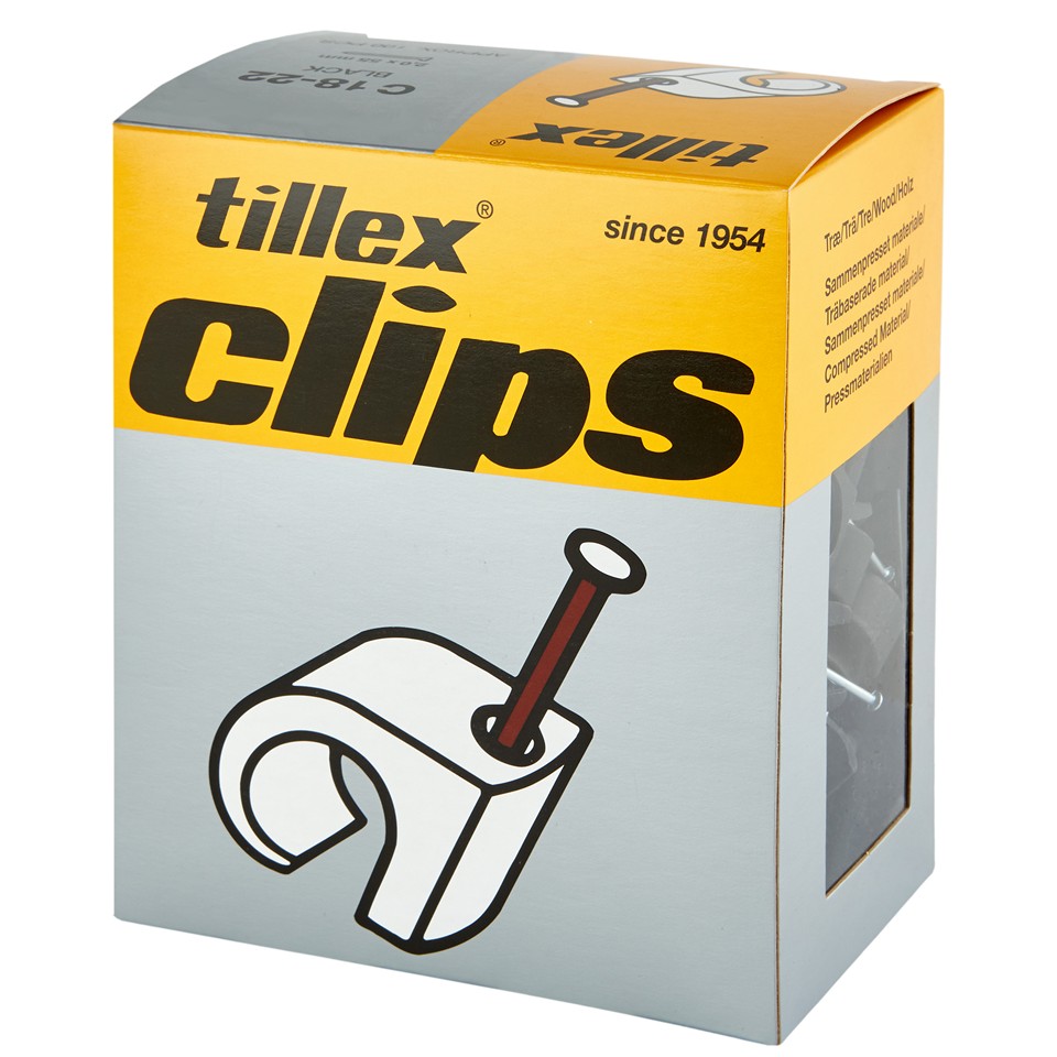 Tillex Clips 18-22mm kabel (spiklängd 55mm) svart (100/pak)