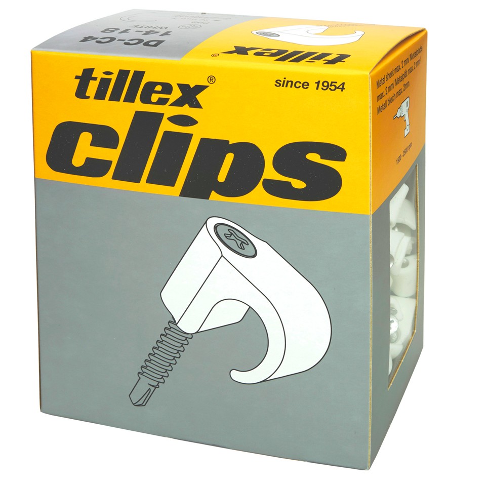 Tillex Plåtclips/Drillclips 14-18 PH2 Vit 100-pak