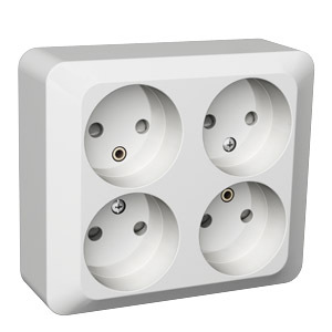 Vägguttag 4 vägs ojordat