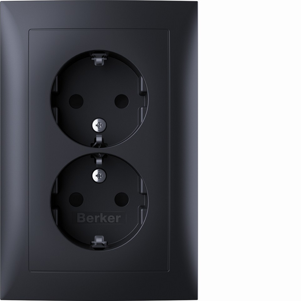 Berker S.1 2-vägsuttag Jordat Platt Design Antracit