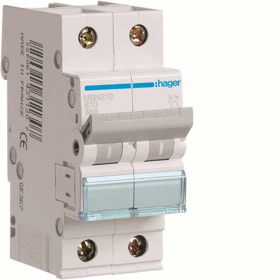 Hager Minibrytare MBN210 10A 2-pol