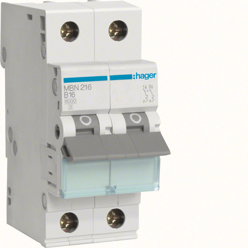 Hager Minibrytare MBN216 16A 2-pol