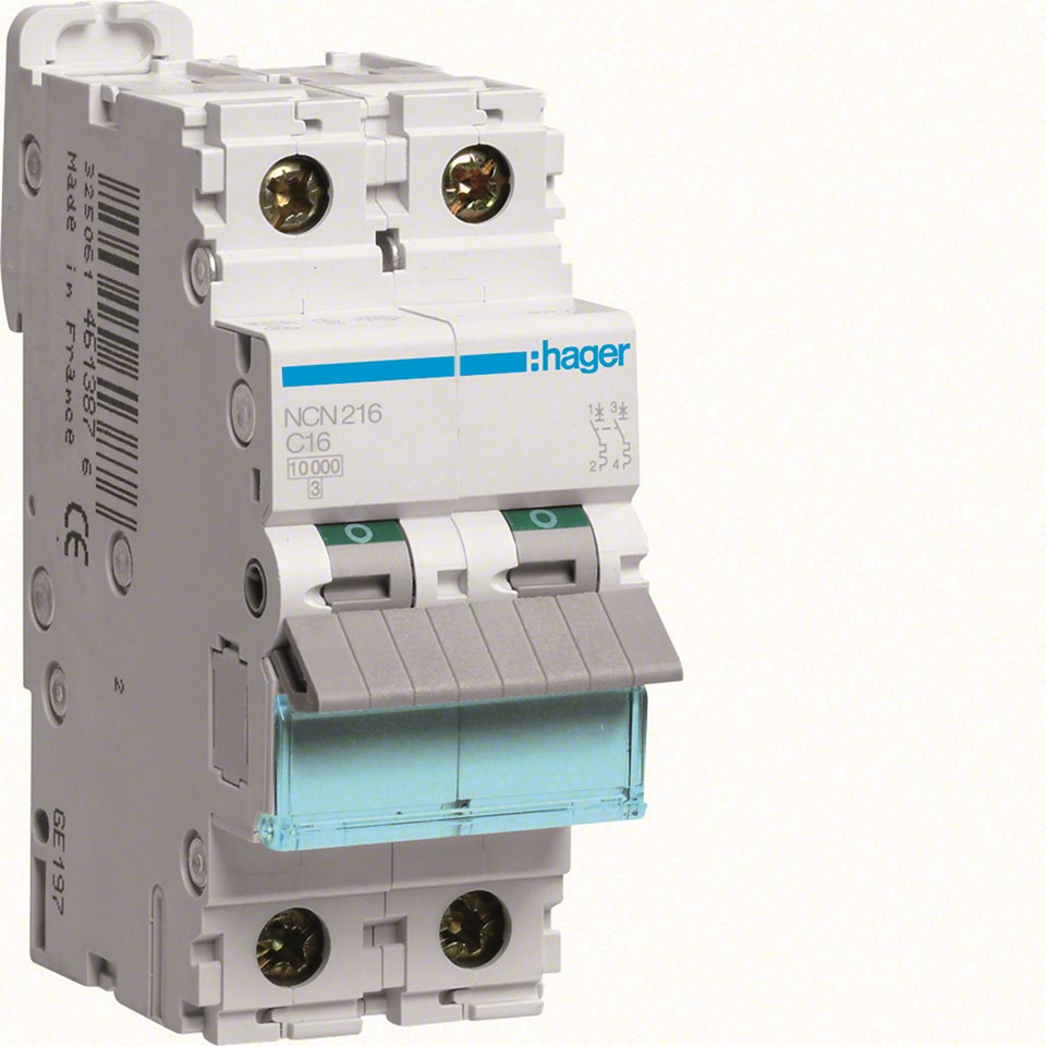 Hager Minibrytare C 10KA 16A 2-POL NCN216