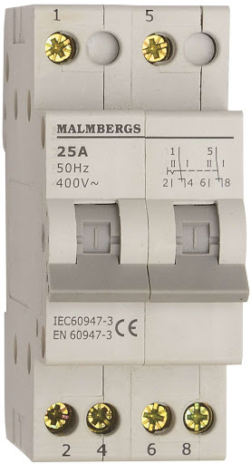Malmbergs Växlingsomkopplare 2 Pol 25A I-0-II