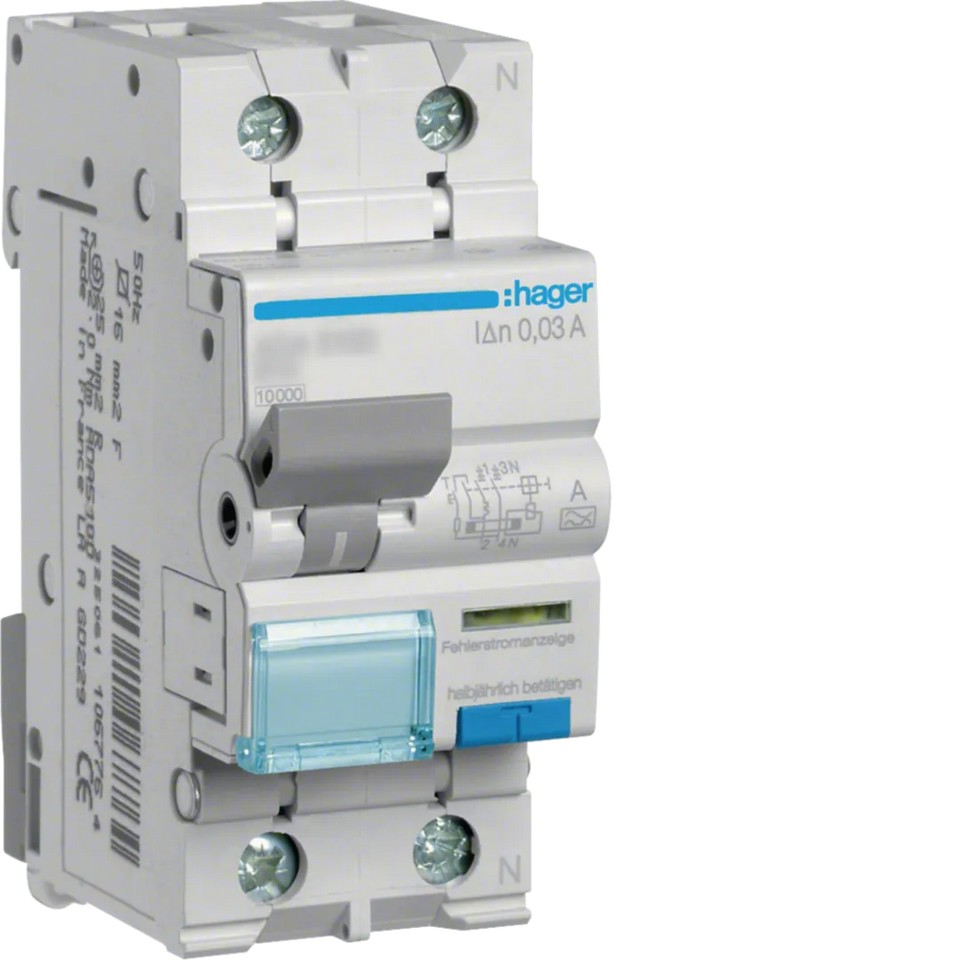 Hager PSA 1P+N 10kA C-6A 30mA ADA556D