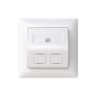 Ntverksuttag SAGA 2xRJ45  RJ45-uttag SAGA med Keystone-kontakter. Biocirkulr plast anvnds i ram och centrumplatta.