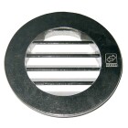 Ett runt ventilgaller i rostfritt stl frn Flexit med horisontella lameller