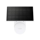 solpanelen Tapo A201 med svart panel och vit monteringsbas, designad fr att leverera energieffektiv laddning till batteridrivna vervakningskameror i utomhusmiljer.