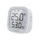 En digital Tapo-temperatur- och luftfuktighetsmtare med stor E-ink-display visar 25,0C och 53,0&amp;#8239;% luftfuktighet
