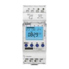 Theben TR610 top3 digital tidur med bakgrundsbelyst display och programmeringsknappar. Monteras p DIN-skena och anvnds fr styrning av belysning och apparater.