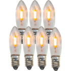 Ett set med sju klara LED-lampor p 3W med E10-sockel str uppradade och avger ett varmt sken