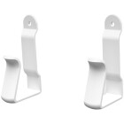 Tv vita kabelhllare i plast visas sida vid sida, med frborrade hl fr enkel vggmontering. Hllarna r bjda fr att hlla kablar skert p plats