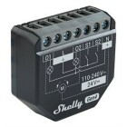 En Shelly Gen4-modul visas i nrbild med tydligt markerade anslutningar och kopplingsschema p framsidan. Produkten hanterar 110240V och 24V DC, och anvnds fr smart styrning av elektriska kretsar.