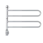 En kromad handdukstork med tre svngbara armar