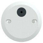 r ett runt doslock i vitt utfrande framifrn. Doslocket har skruvfaststtning och gummittning fr kabelutlopp och dragavlastning.