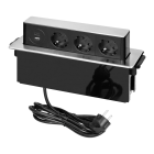 Bordsmodul INOX 3-v�gs 2xUSB A+C