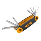 En vikbar insexnyckelsats med �tta nycklar i olika storlekar mellan 1,5 och 8 mm, utf�llda fr�n ett svart och orange handtag