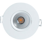 En rund vit LED-downlight (3220238.jpg) visas framifr�n med synlig reflektor och centralt ljuselement, vilket illustrerar hur armaturen sprider ljus j�mnt i takmilj�er, en energieffektiv l�sning som Elbutik.se erbjuder f�r moderna installationer.
