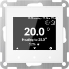 Namron Touch V2 termostat i vit design visas framifr�n med digital display som visar 20.0�, d�r anv�ndaren justerar temperaturen via touchsk�rm i en modern inomhusmilj�, tillg�nglig hos Elbutik.se f�r energieffektiv uppv�rmning.