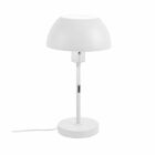 Vit Urban Desk S E27 bordslampa med rund fot och mjukt formad sk�rm st�r placerad och sprider ett behagligt ned�triktat ljus, en stilren och funktionell belysning fr�n Elbutik.se f�r skrivbord och sidobord.