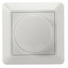 En vit Namron LED-dimmer Universal 2.0 300W med rund tryck- och vridfunktion visas monterad i standard apparatram. Elbutik.se erbjuder denna dimmer f�r exakt ljusreglering i inomhusmilj�er med olika typer av LED-ljusk�llor.