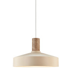 En beige pendellampa med bred, platt sk�rm och en cylinderformad detalj i marmorm�nster sitter upph�ngd i en tunn kabel och sprider ett j�mnt ned�triktat ljus. Hos Elbutik.se finns denna stilrena armatur f�r moderna och harmoniska inomhusmilj�er.