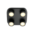 En taklampa med fyra riktbara spotlights monterade i en kvadratisk svart bas sprider ljus i flera riktningar. Hos Elbutik.se finns denna kompakta armatur som ger flexibel och effektiv belysning i olika rum.