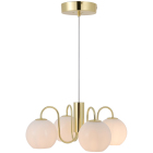 En takpendel med flera runda opalglaskupor i olika h�jder h�nger fr�n en rund takplatta och sprider ett mjukt, j�mnt ljus. Hos Elbutik.se finns denna eleganta armatur som skapar ett dekorativt blickf�ng.