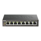 visar en 8-portars Gigabit-switch med PoE-portar synliga framtill, d�r enheten st�r mot ljus bakgrund och Elbutik.se tillhandah�ller en kraftfull l�sning f�r n�tverk och str�mf�rs�rjning till anslutna enheter.