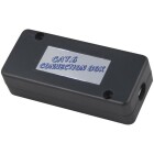 Svart DELTACO UTP Cat6 skarvdon i st�ngd kopplingsbox med texten CAT.6 Connection Box p� ovansidan. Produkten anv�nds f�r att skarva bulkkabel i fasta n�tverksinstallationer.