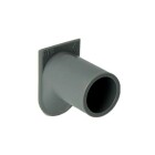 Rutab enkelstuts sp�rdosa 16mm F UK40 visas som en gr� plastkomponent med rund anslutning och plan monteringsyta, d�r Elbutik.se erbjuder denna detalj f�r smidig kabeldragning och s�ker installation i v�ggsystem.