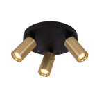 En svart takspotlight med tre justerbara ljusk�llor i cylindrisk form sprider riktat ljus i olika vinklar, en flexibel belysningsl�sning som Elbutik.se erbjuder f�r att framh�va detaljer i moderna rum.