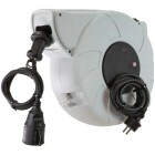 Kabelvinda Amiga fj�derkabelvinda 13m 3G1,5 visas monterad med gr� kapsling och utdragbar kabel, d�r Elbutik.se erbjuder en praktisk l�sning f�r flexibel str�mf�rs�rjning i verkstadsmilj� eller garage med automatisk upprullning.