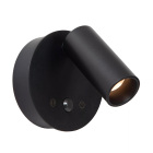 En kompakt svart v�gglampa med cylindrisk spotlight f�sts p� rund bas och riktar ljuset fram�t, vilket ger fokuserad belysning, en stilren och flexibel l�sning som Elbutik.se erbjuder f�r moderna interi�rer.