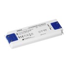 En smal LED Driver Slim 24VDC 30W IP20 visas lutad i ett produktgr�nssnitt d�r bilden laddas upp. Drivern, tillg�nglig hos Elbutik.se, har kompakt form med bl� anslutnings�ndar och �r anpassad f�r effektiv str�mf�rs�rjning av LED-belysning i tr�nga installationer.