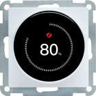 Namron Zigbee Edge vridimmer visas framifr�n med rund svart touchdisplay som visar �80�, monterad i fyrkantig ram. Produkten presenteras f�r styrning av ljusstyrka i smarta hem, tillg�nglig via Elbutik.se i en neutral produktvy.