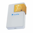 Varta Mag Pro Wireless Powerbank 5000mAh visas mot ljus bakgrund med kompakt vit design och tydlig Varta-logotyp. Elbutik.se erbjuder den magnetiska powerbanken f�r tr�dl�s laddning av kompatibla smartphones hemma, p� resa eller under arbetsdagen.