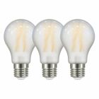 Tre Namron LED Frostad Normal 3,8W E27 806lm 2700K lampor visas mot ljus bakgrund i ett praktiskt 3-pack. Elbutik.se erbjuder de frostade LED-lamporna f�r energieffektiv och varm belysning i vardagsrum, k�k och andra hemmilj�er.