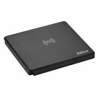 EVOLine Square 80 Bordsmodul Tr�dl�s Laddare 1-v�gs 1xUSB-C visas som st�ngd produktbild med svart yta och integrerad laddningssymbol. Den inf�llbara bordsmodulen kombinerar eluttag, USB-C och tr�dl�s laddning i en kompakt l�sning fr�n Elbutik.se.