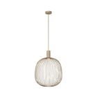 Lucide Esterel 40 Pendel GU10 Mini Taupe h�nger fritt mot vit bakgrund och visar pendellampans kompletta utformning med textilkabel, taupef�rgad upph�ngning och rund sk�rm av tunna metallst�nger. Elbutik.se erbjuder modellen f�r dekorativ allm�nbelysning.