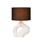 En Forma bordslampa E27 med skulptural vit lampfot och m�rk textilsk�rm visas mot vit bakgrund. Elbutik.se erbjuder en dekorativ bordslampa som passar sovrum, vardagsrum och moderna inredningar.